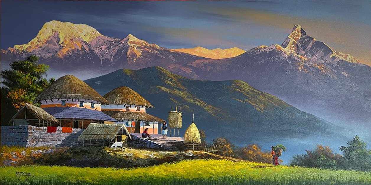 Where Simplicity Lives: The Timeless Beauty of Village Life on Canvas